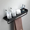 Bathroom Black Shelf with Towel Bar Space Aluminum Corner Shelves Towel Rack with Hook Shampoo Holder  Kitchen Storage Rack ► Photo 3/6