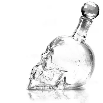

Crystal Water Bottle Skull Decanter Liquid Glass Bottle With Wooden Cork Skull Glass For Beer Wine Whiskey Scotch Vodka Bar Tool