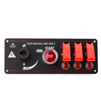 

12V Racing Car Ignition Switch Panel Engine Start LED Push Button Toggle