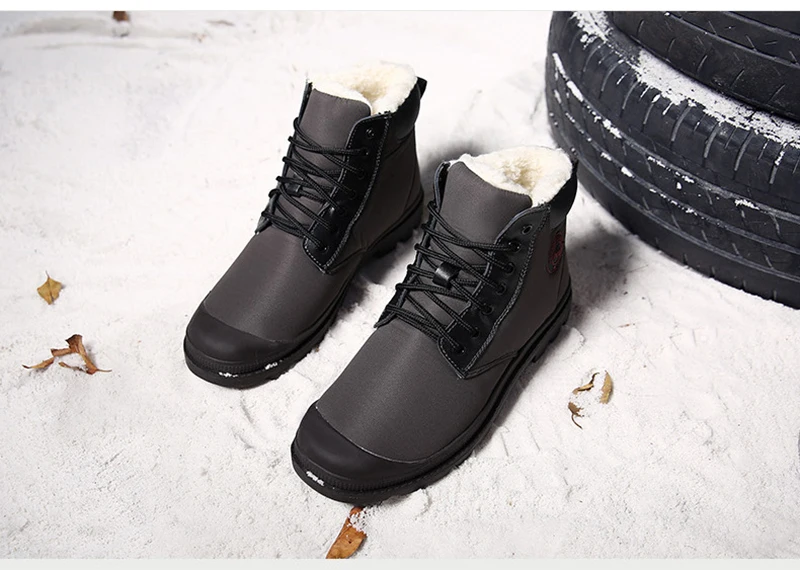 Зимние мужские ботинки Новая рабочая обувь с мехом плюшевые теплые зимние ботинки мужские уличные высокие повседневные футбольные бутсы