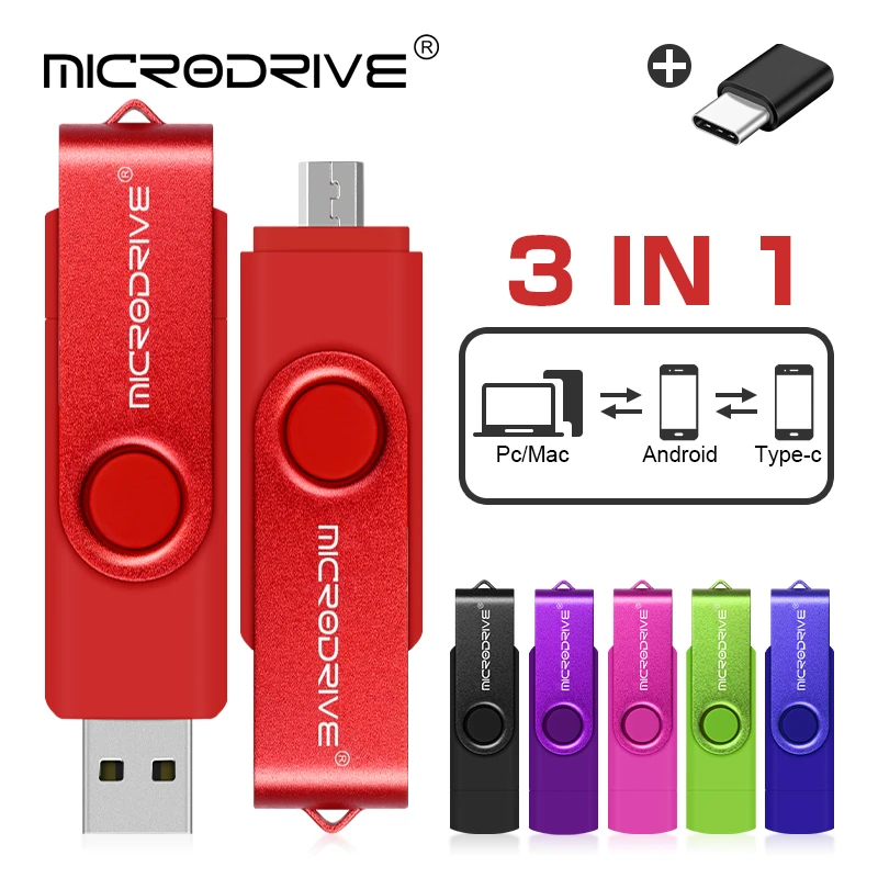 Multifunctional OTG 3 IN 1 type-c USB Flash Drive pendrive 128GB cle usb флэш-накопител stick 8/16/32/64 GB Pen Drive for phone 16gb usb flash drive