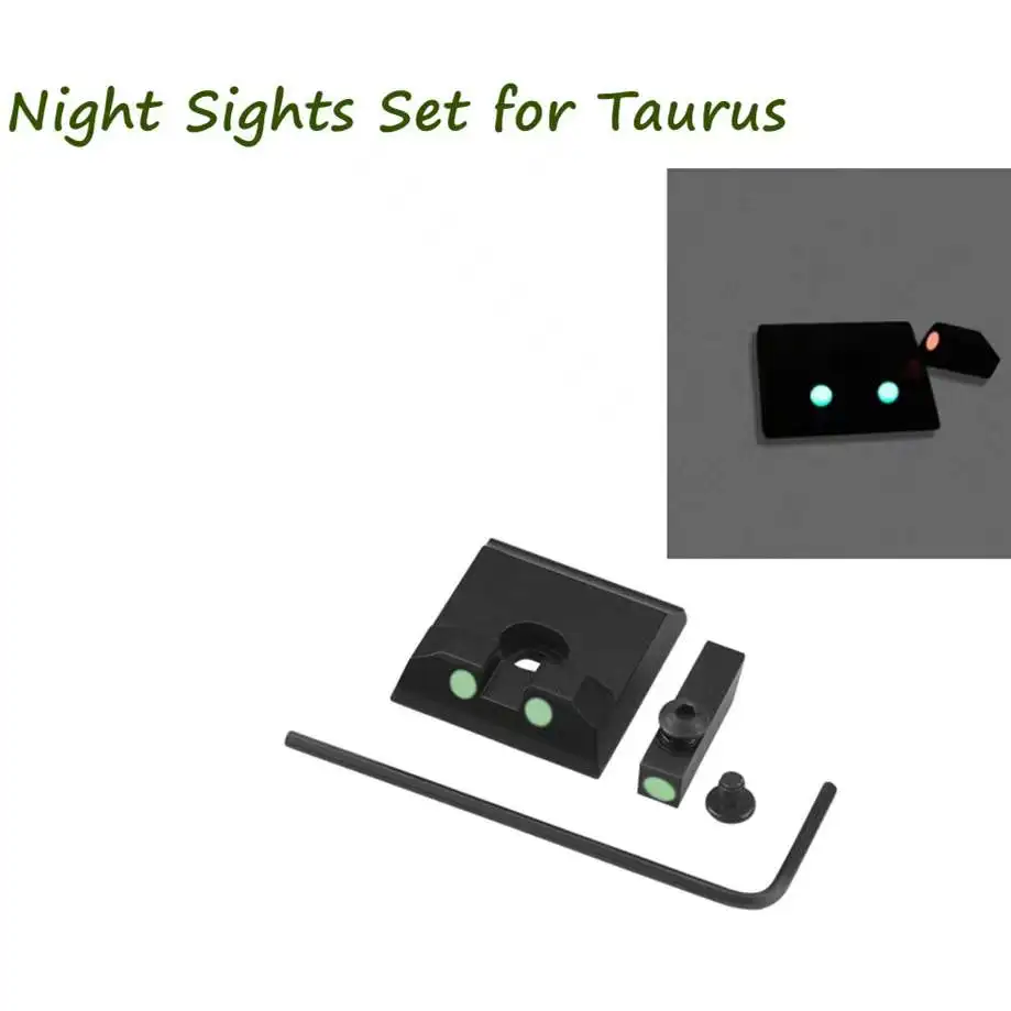 Tactical Fiber Optic 3 Dot Front and Rear Sight Set Metal Handgun Sights for Taurus G3 w/o, G2C, G2S, PT111, PT140, TX22