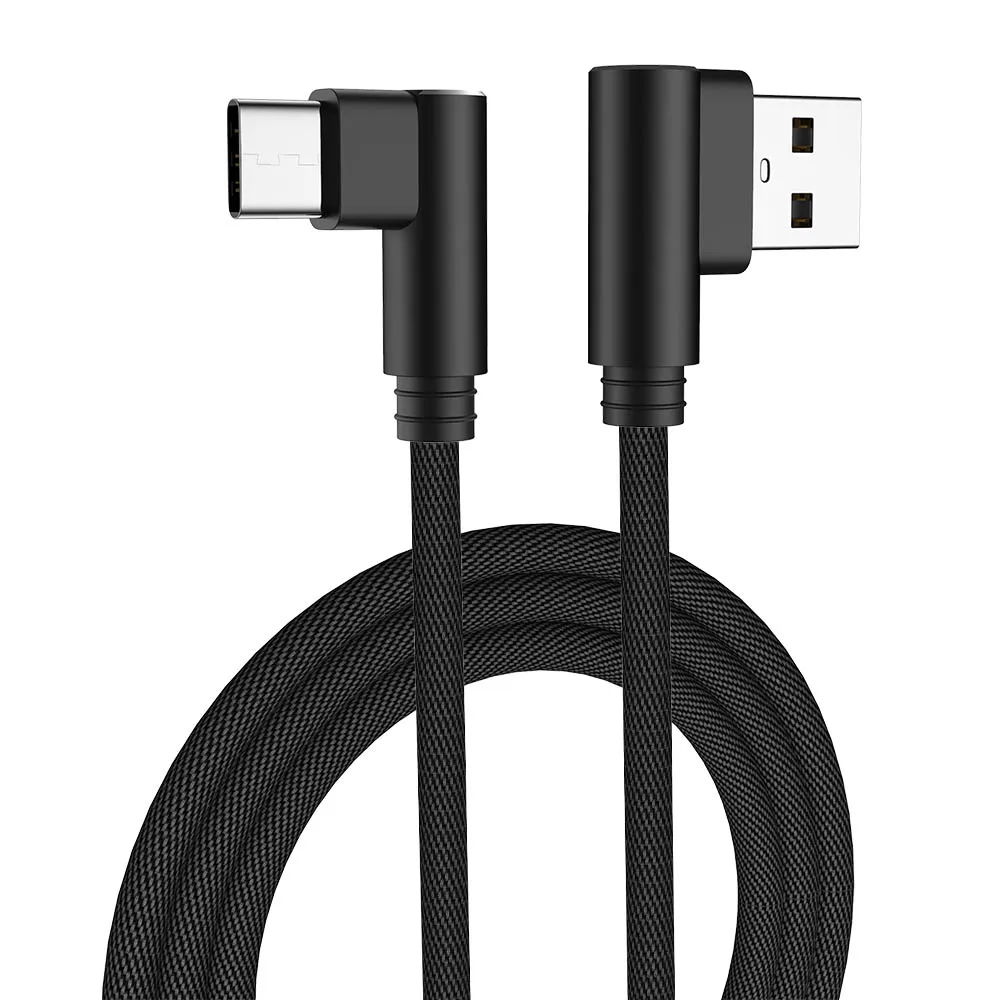 MUSTTRUE 90 градусов 1 м 2 м 3 м Быстрая зарядка usb type C кабель для samsung S8 S9 Note 9 HUAWEI p20 pro USBC зарядный провод для телефона - Цвет: Black