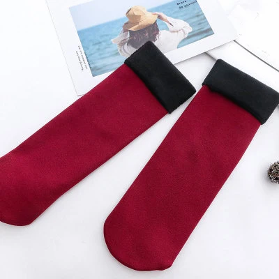 Men's And Women's Thick Warm Socks Wool And Cashmere Stockings Seamless Black Fur Velvet Soft Floor Sleeping Boots Winter APAIR 2