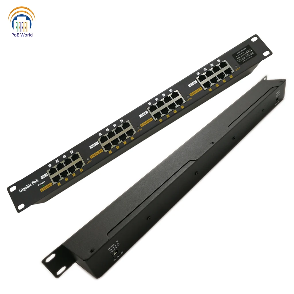 Гигабитный Пассивный PoE 16 порт питания через Ethernet Инжектор для CCTV камеры VOIP