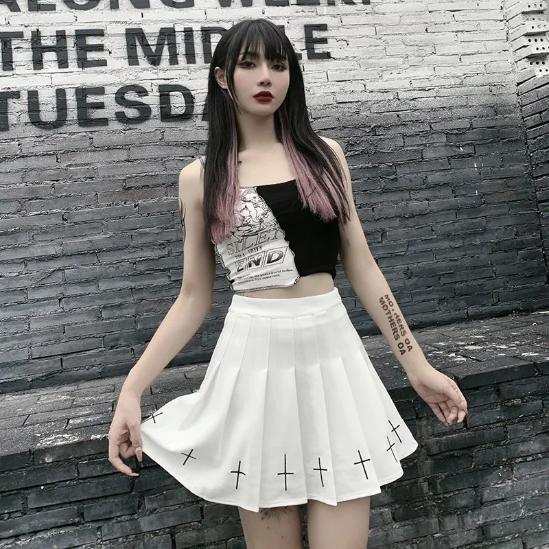 Jupe Mini Jupe Noire Punk Streetwear Pour Femmes Taille Haute Jupe Mini Jupe Noire Punk Streetwear Pour Femmes Taille Haute