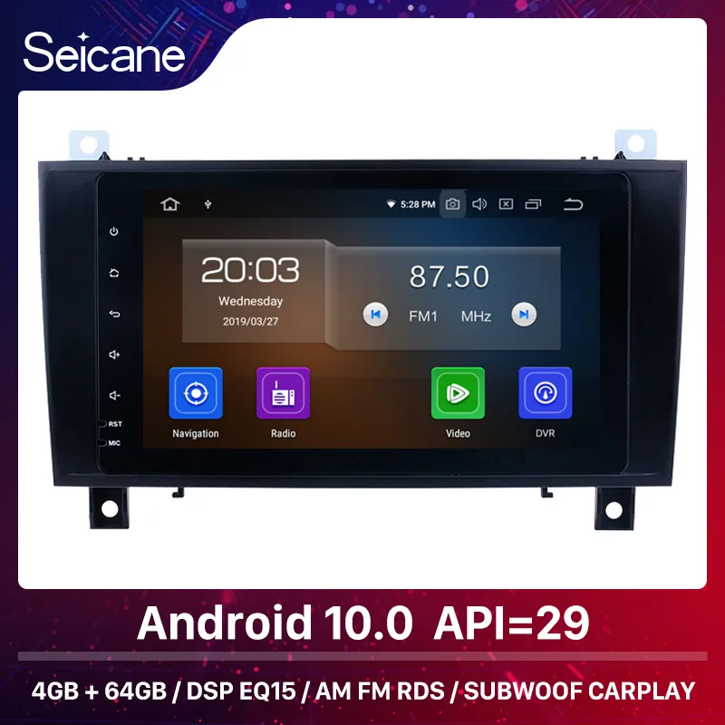 Автомагнитола Seicane Android 10 0 4 + 64 ГБ GPS стерео для Mercedes SLK Class R171 SLK200 SLK280 SLK300 SLK55 2000