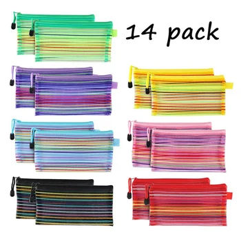 

A6 Zipper Mesh Pouch, Colorful Pencil Pen Bag Document Bag Storage Pouch for Travel Makeup, Offices Supplies, Travel Accessories