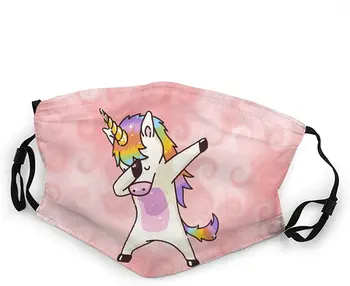 

Dust Mask With PM2.5 Filters, Rainbow Dabbing Unicorn for Kids Adult Mouth Half Face Mask Breathable Washable Reusable Mask