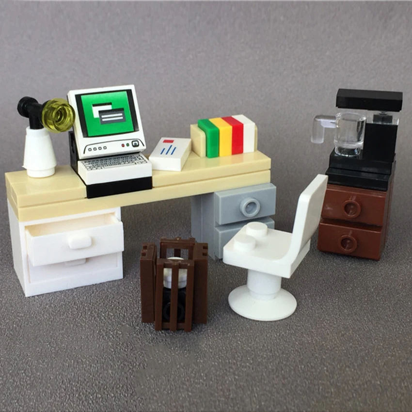 Творческие строительные блоки MOC для офиса игрушки Настольная мебель диспенсер