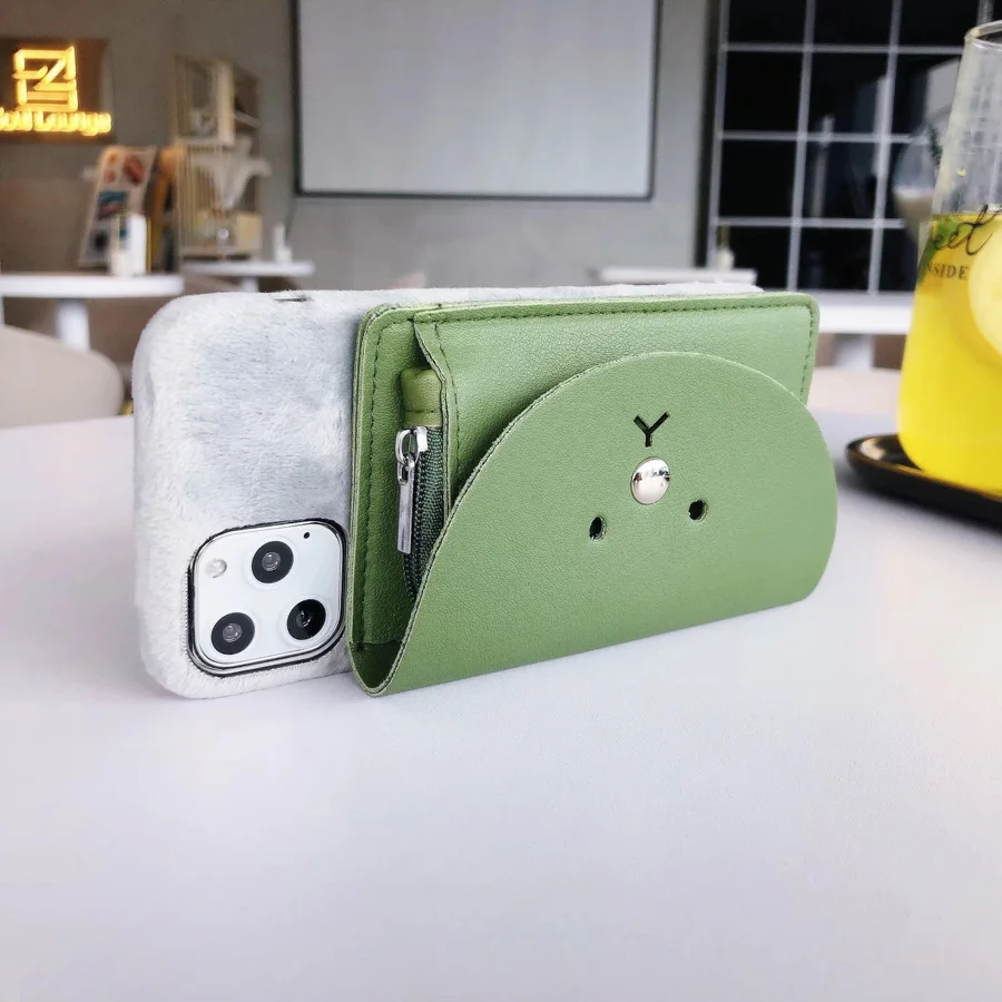 Мультяшный медведь ремешок для кошелька чехол для iPhone 11 Pro Xs Max X Xr 6 6s 7 8 Plus конфетный Кошелек для монет шейный шнур плюшевый пух чехол