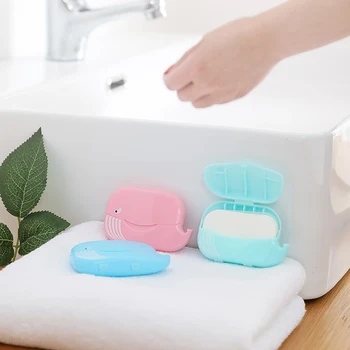 

HOT Disinfecting Paper Soaps Washing Hand Mini Travel Disposable Soap Slice Sheets Boxs Foaming Soap Case Paper (1Box=50pcs)