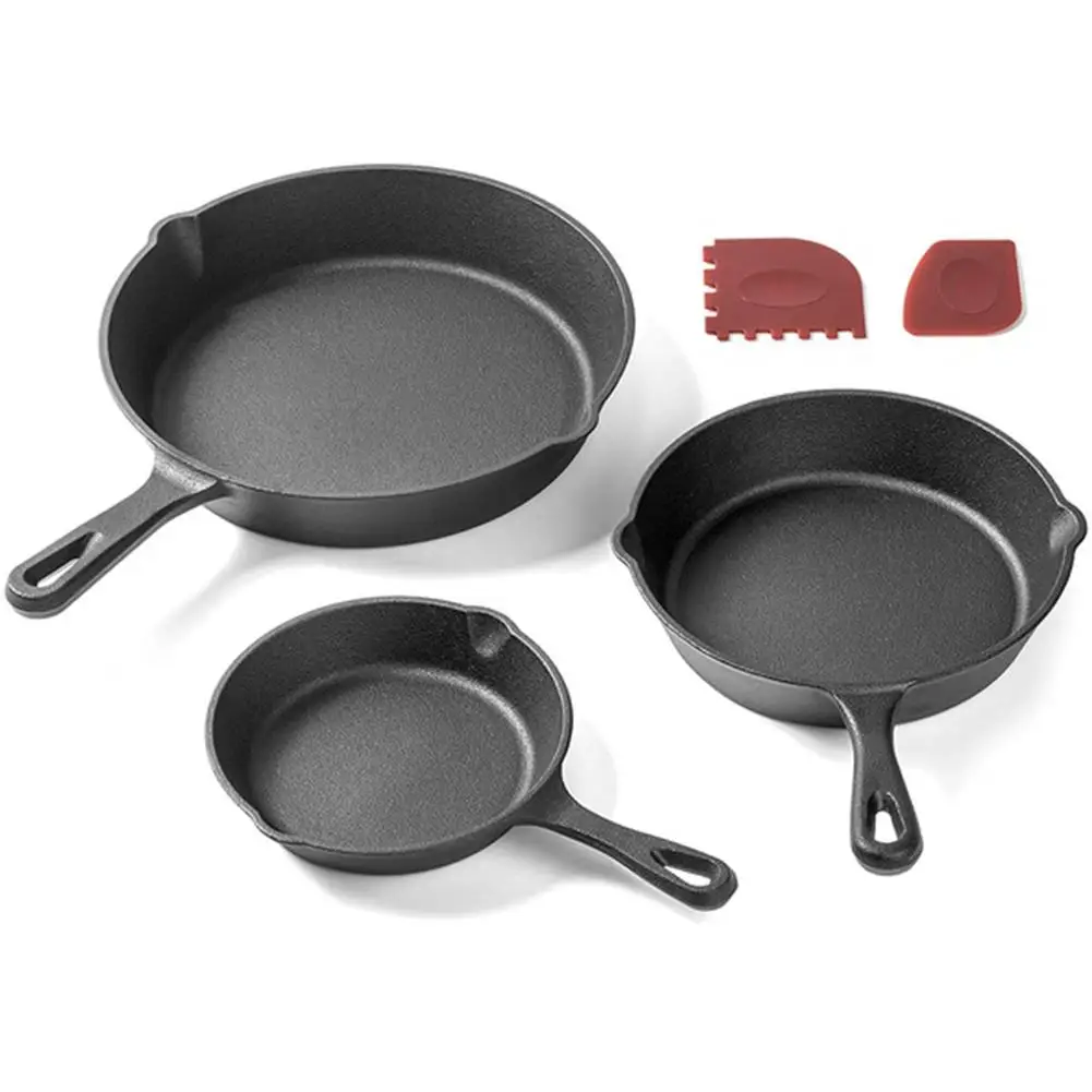 Cast Iron Skillet Non-stick Frying Pan Cooking Pot Restaurant Chef Cookware