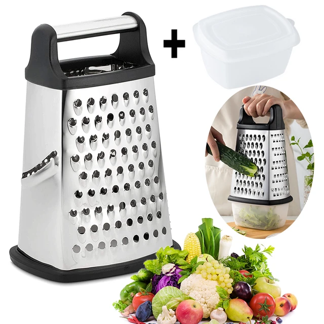 Professional Box Grater, Stainless Steel with 4 Sides, Best for