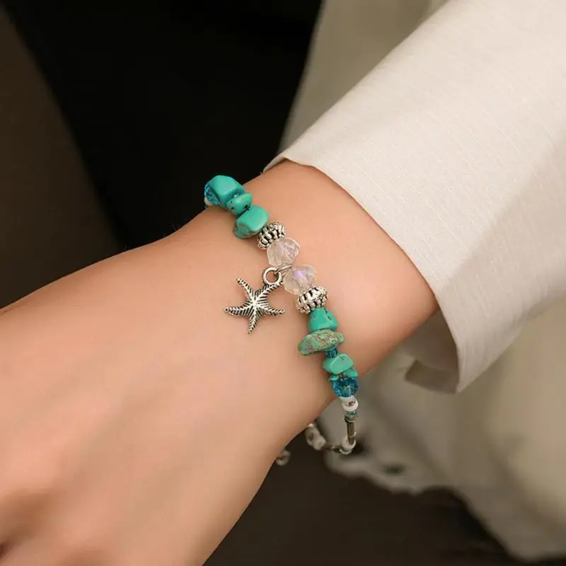 Boho Seastar браслет из натурального камня раковины ножной браслет Для женщин пляжные украшения