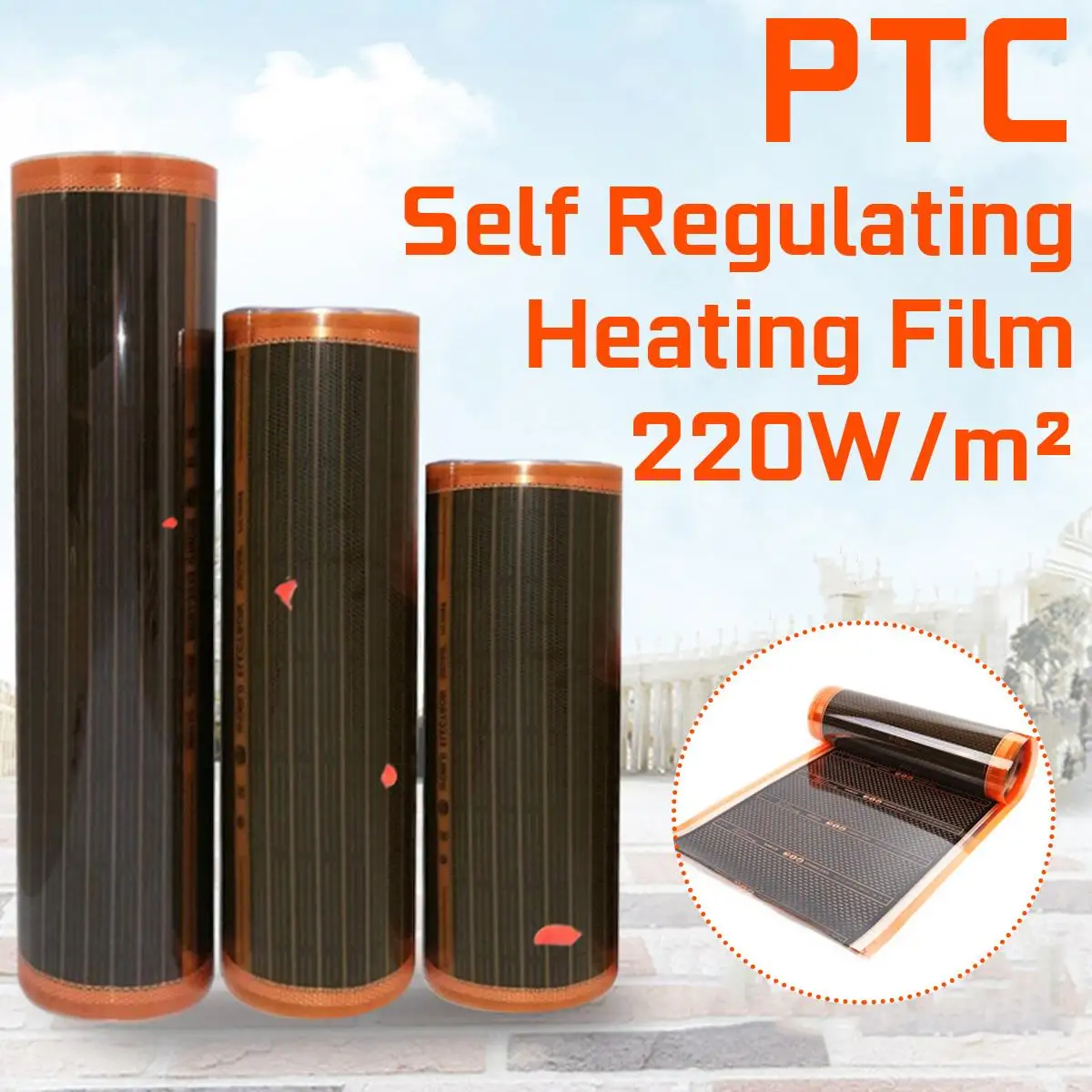 New Infrared Low Power Consumption Energy Saving PTC Self Regulating Underfloor Warm Floor Carbon Heating Film 200~240V 220w/m2