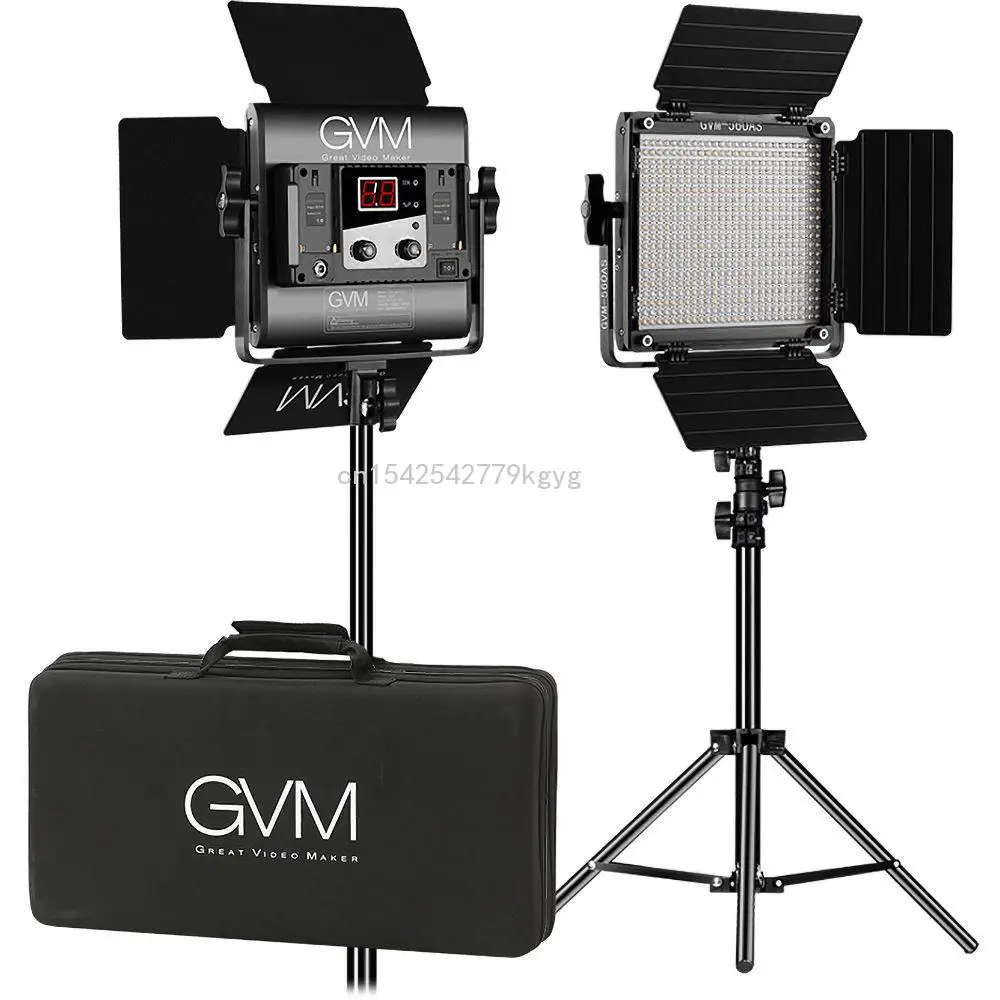GVM 2パックLEDビデオライトキットAPPコントロール付、バイカラー可変2300 K~6800 Kデジタル表示輝度10~100%でビデオ撮影用、CRI  97+TLCI 97 LEDビデオライ