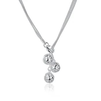 

TN385 Simple Ball Design round 925 Sterling Silver Necklace for women wedding Jewelry