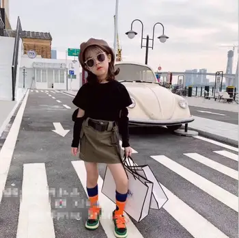 

2020 Korea style girls 2 pcs set t-shirt+ skirt fashion spring girls suit 2-8t C880