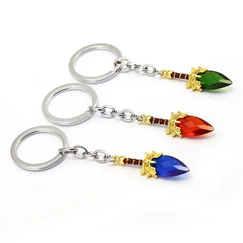 

10pcs/lot DOTA 2 Keychain Aghanim's Scepter Key Chain Red Blue Green Crystal Key Ring Llavero Men Chaveiro Gifts Wholesale