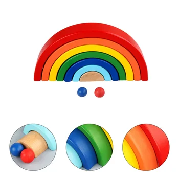 

1PC Rainbow Stacker Blocks Building Blocks Wooden Stacking Toy Creative Stacker for Toddlers Early Education Kids Preschool