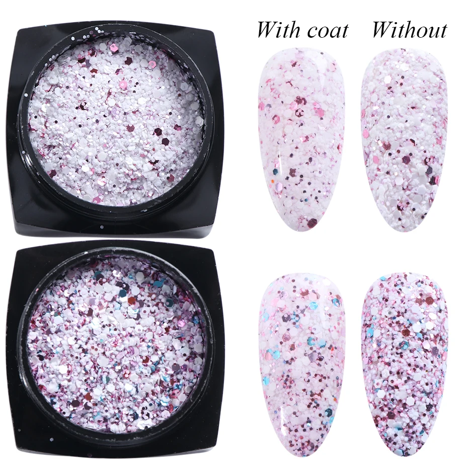 6 Box Holographic Glitter Nail Powder Shiny 3D Hexagon Colorful Sequins Spangles For Nails Art Decorations Manicure LA1539-03