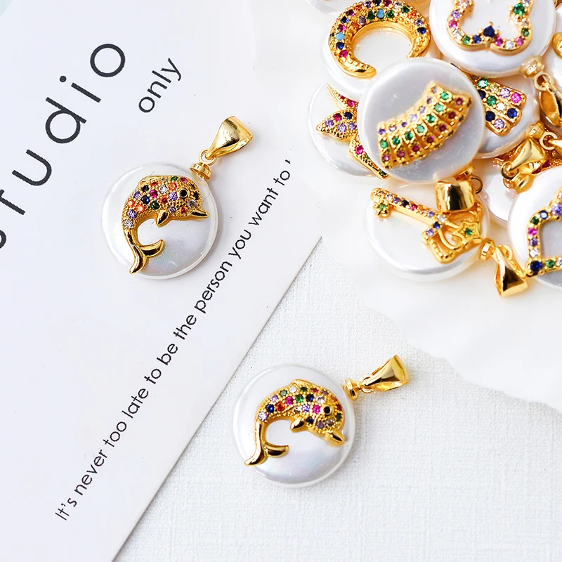 

Natural pearl earrings pendant and necklace base dolphin shape, used to make jewelry handmade materials accessories wholesale