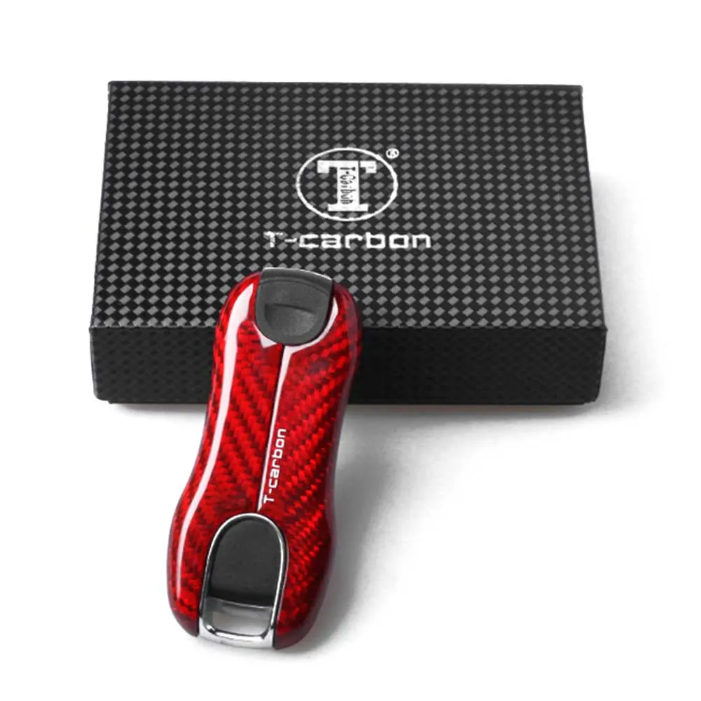 Tcarbon Red New Car Remote Key Shell Cover Case For Porsche Cayenne Panamera 2017 2018 Car