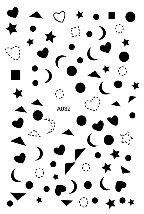 A032 black Модные 3D наклейки для ногтей DIY украшения s луна Тени наклейки для ногтей самоклеющиеся очаровательные наконечники задний клей Наклейка для ногтей звезды - Цвет: A032 black