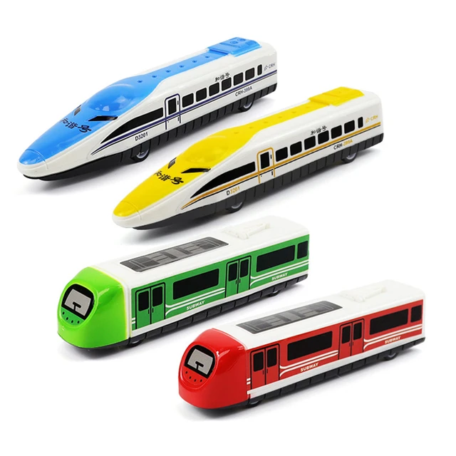 4PCS Train Model Toys Random Color Pull Back Children Dolls Kids Plastic High-Speed Rail Trains Educational Toy Puzzle Gifts 5