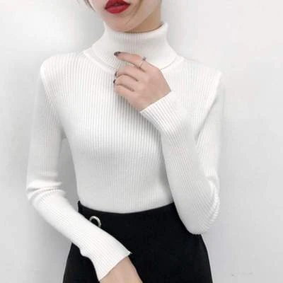 

Pullover 2020 new autumn pure color sweater women turtleneck sweater all-match slim slimming bottoming top