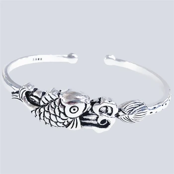 

Sole Memory Retro Lotus Carp Spray 925 Sterling Silver Female Resizable Bracelets SBR251