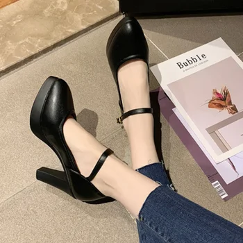 

10 pairs wholesale High heels new fashion waterproof platform professional high heels new all-match suede buckle 9CM high heels