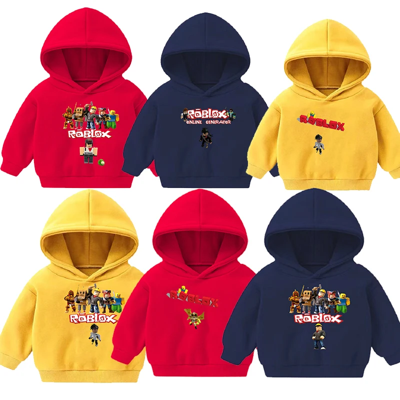 Robloxs Sweatshirt Children Kid Hoodie Pullovers Drawstring Streetwear Boy Girl Cartoon Hooded Jacket Autumn Fleece Tops | Игрушки и