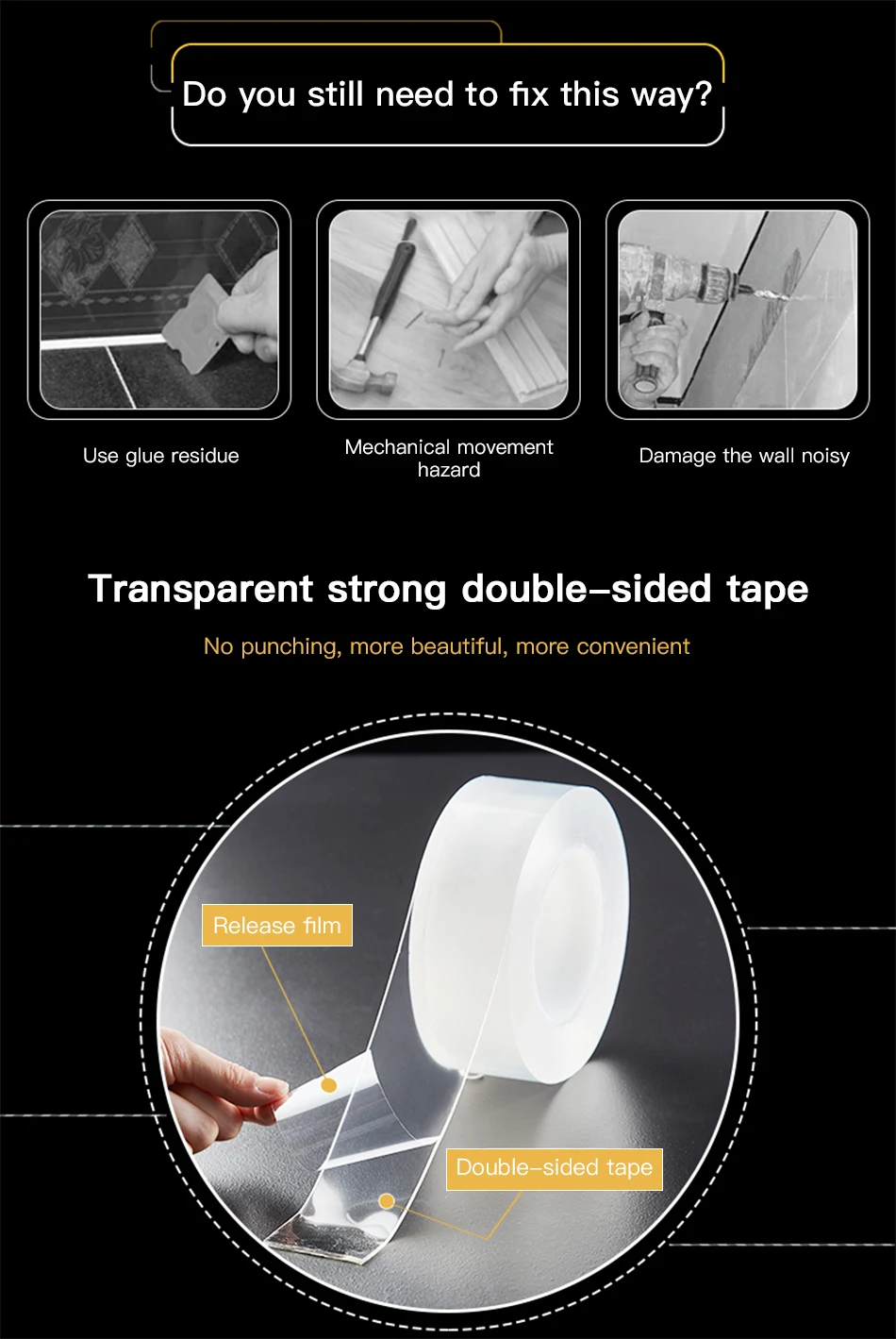 !ACCEZZ Nano Tape Magic Adhesive Tape Multi-Function Mobile Phone Sticker Stand For iPhone X Car Paste Gel Pad Flexible Bracket (3)