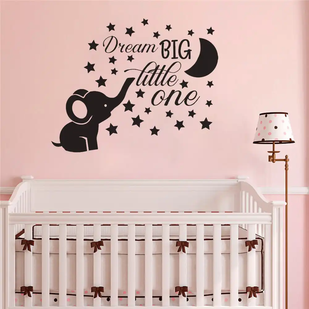 Autocollant Mural Elephant Pour Chambre De Bebe Garcon Decor De Chambre De Bebe Garcon Autocollant Mural En Vinyle Citation Lune Et Etoiles Pour Enfants Aliexpress