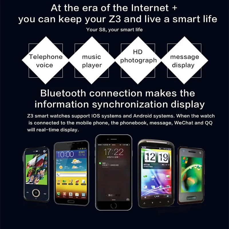 Смарт часы с поддержкой Micro SIM карты Bluetooth браслет мониторинга сна JHP Best|Смарт-часы|