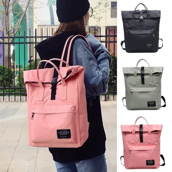 

Fashion Women's Pure Color Backpack Nylon Waterproof School Bag Tote Bag Backpack Large Capacity Travel Backpack Рюкзак