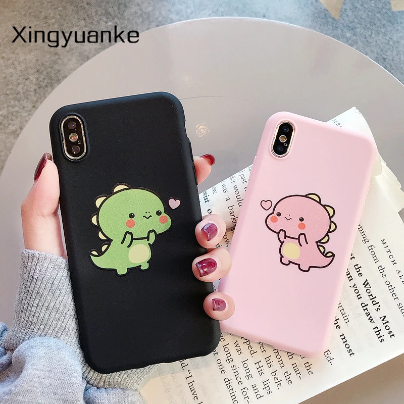 Dinosaure de Dessin Animé mignon coque de téléphone Pour iphone 7 6 6S 5 5S  8 Plus étui pour iphone 11 Pro X XR XS MAX Bonbons Couleur Silicone  Couverture