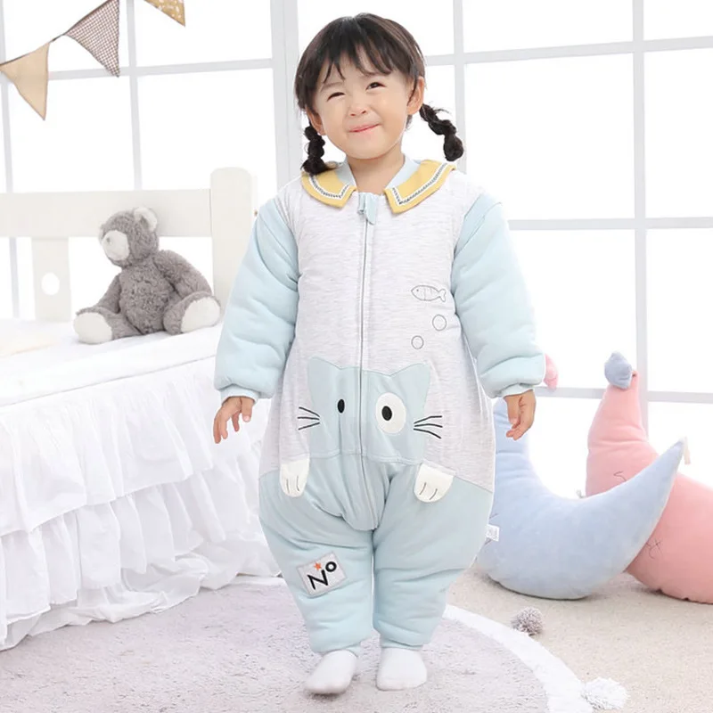 Light blue Детские постельные принадлежности детские спальные мешки 0-4T Новорожденные зимние плотные теплые спальные мешки для коляски конверт для новорожденного коляски пеленать - Цвет: Light blue