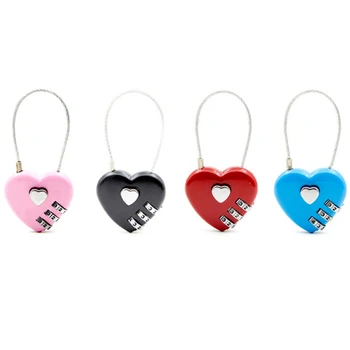 

Colorful Password Lock Zinc Alloy Heart Shape Security Lock Suitcase Luggage Coded Lock Cupboard Cabinet Locker Padlock
