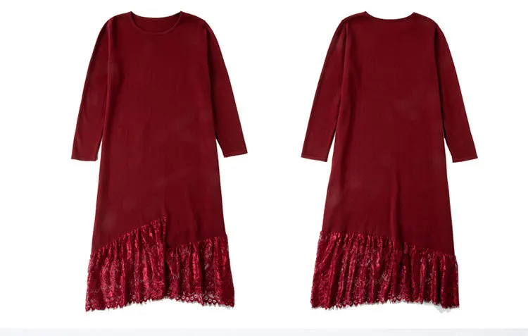 Women s Clothing Dresses Christmas sexy pullover jurken work beige knitted lace floral dress plus size long autumn winter