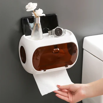 

Waterproof Bathroom Paper Holder Wall Mounted Toilet Paper Storage Box Tissue Dispenser with Magnetic Switch new