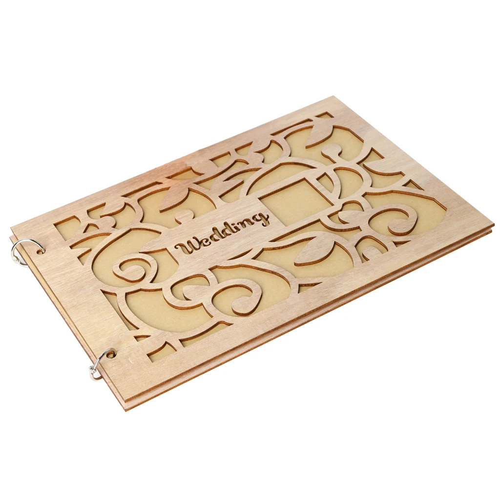 

Personalized Guest Book Wooden Guestbooks Signature Message Scrapbook Album Photo Frame Rustic Wedding Gifts