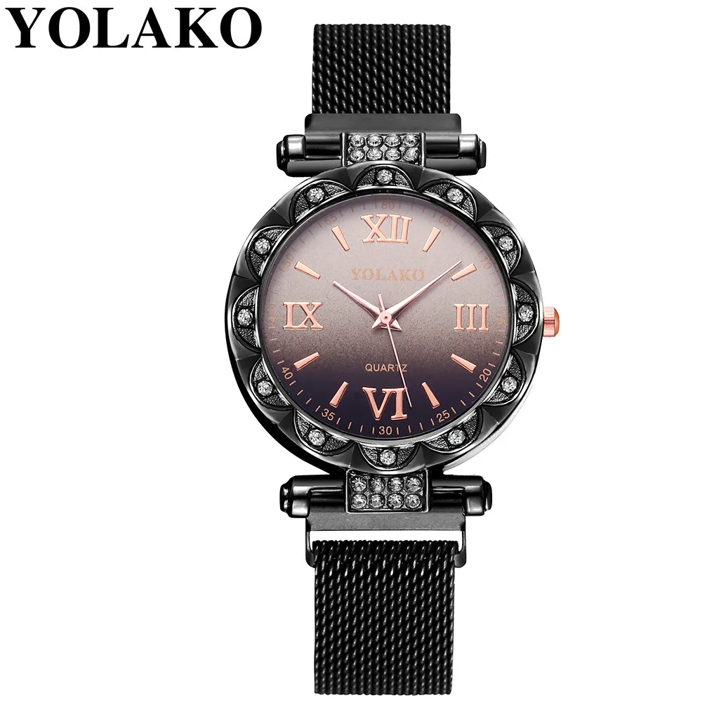 Женские часы montre femme, кварцевые часы из нержавеющей стали, женские часы с магнитной пряжкой и градиентом, часы с циферблатом bayan kol saati