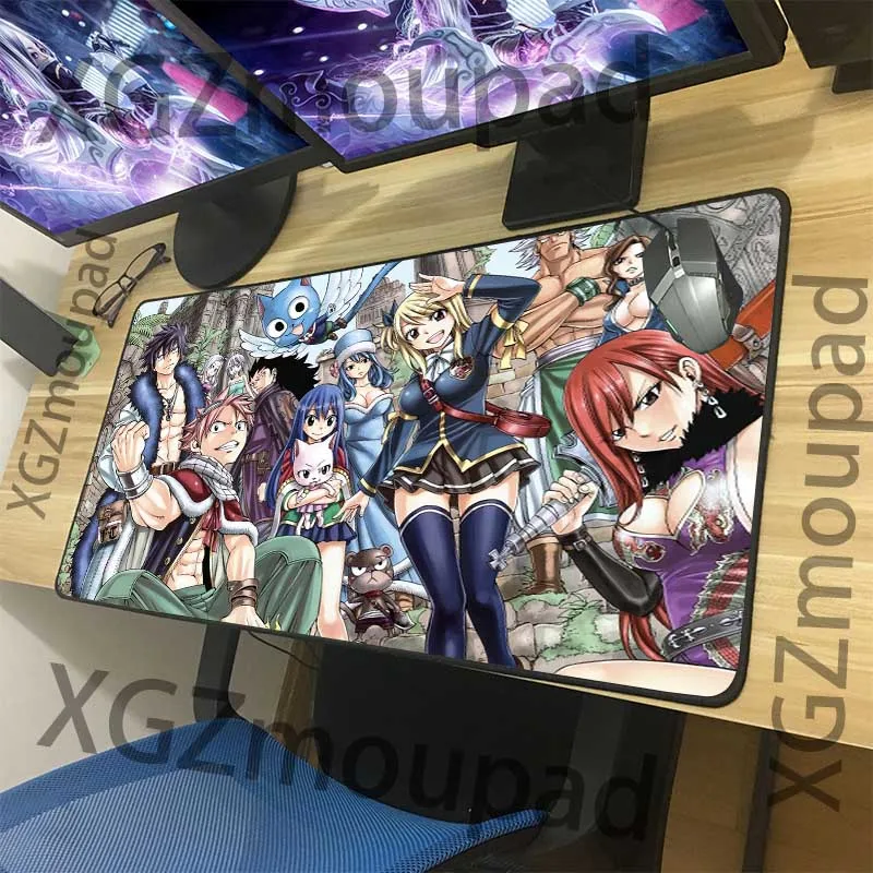 

XGZ Large Computer Keyboard Table Mat Black Lock Edge Fairy Tail Sexy Girl Anime HD Custom Gaming Mouse Pad Rubber Non-Slip Xxl