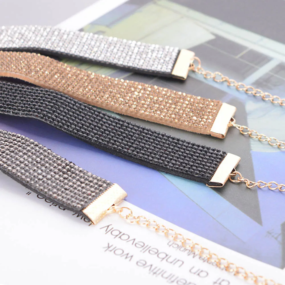 Fashion Charm Collar Fashion Jewelry Leather Velvet Full Shine Choker Necklace