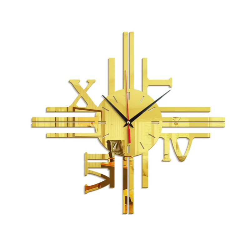 

Modern Design Technology Wall Clock Creative Living Room Mirror Wall Clock Personality European Wall Clock Mute Quartz Clock
