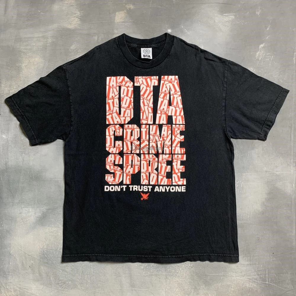 Футболки Vtg 90s DTA Криминальное спрее футболки не доверяйте никому уличная одежда