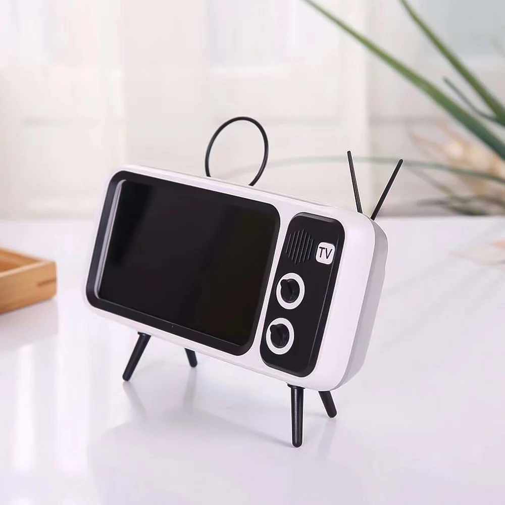 Серый Стерео Bluetooth динамик мобильный телефон кронштейн Фильмы ТВ музыкальный плеер Ретро карманный домашний аудио электрический портативный мини динамик s - Цвет: Серый